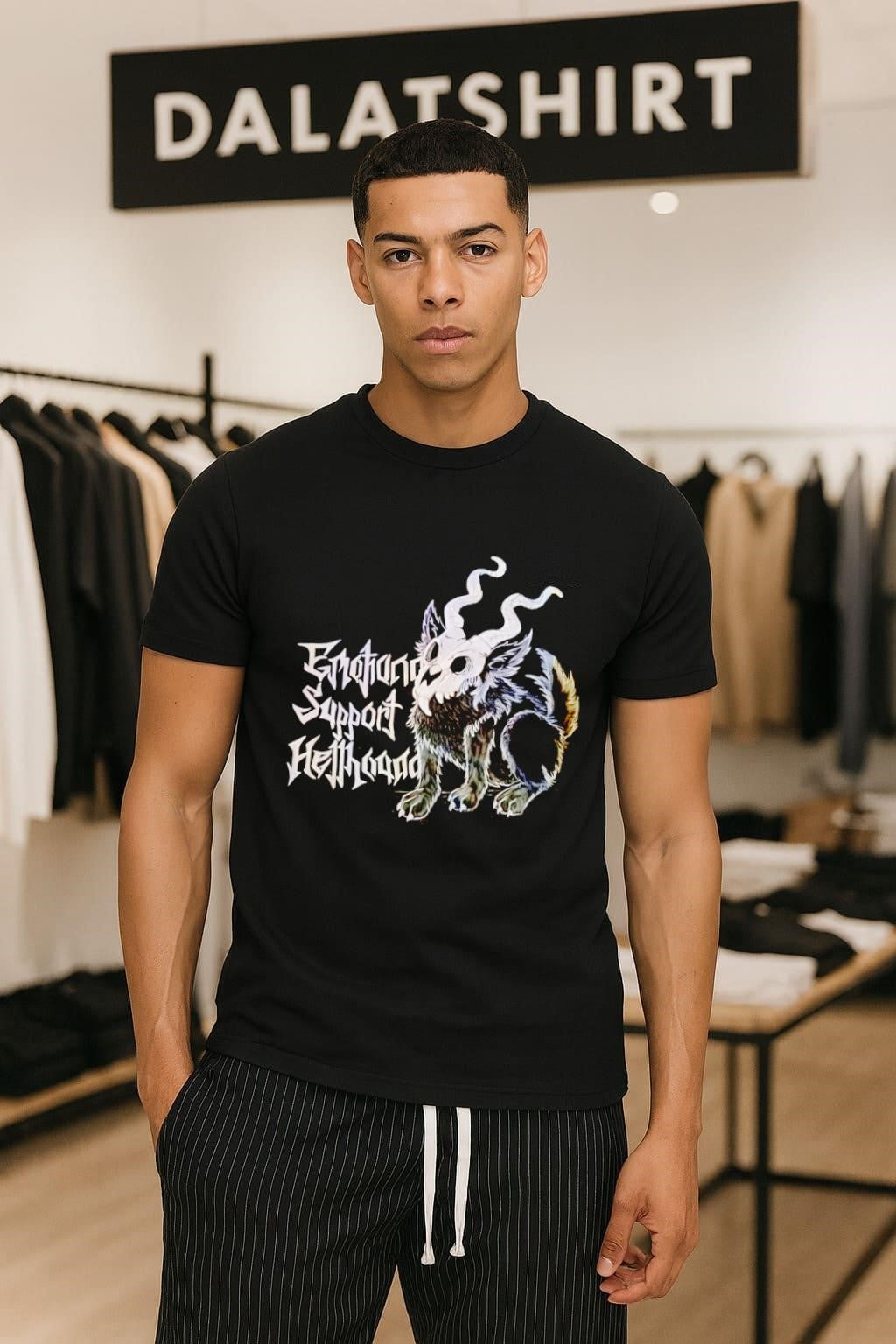 Emotional Support Hellhound Skull Headed Creature Goth Fantasy shirt