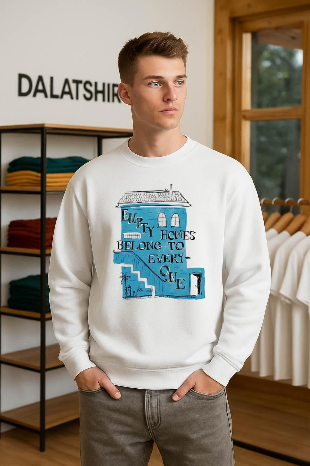 Empty Homes Belong To Everyone Blue House Art shirt