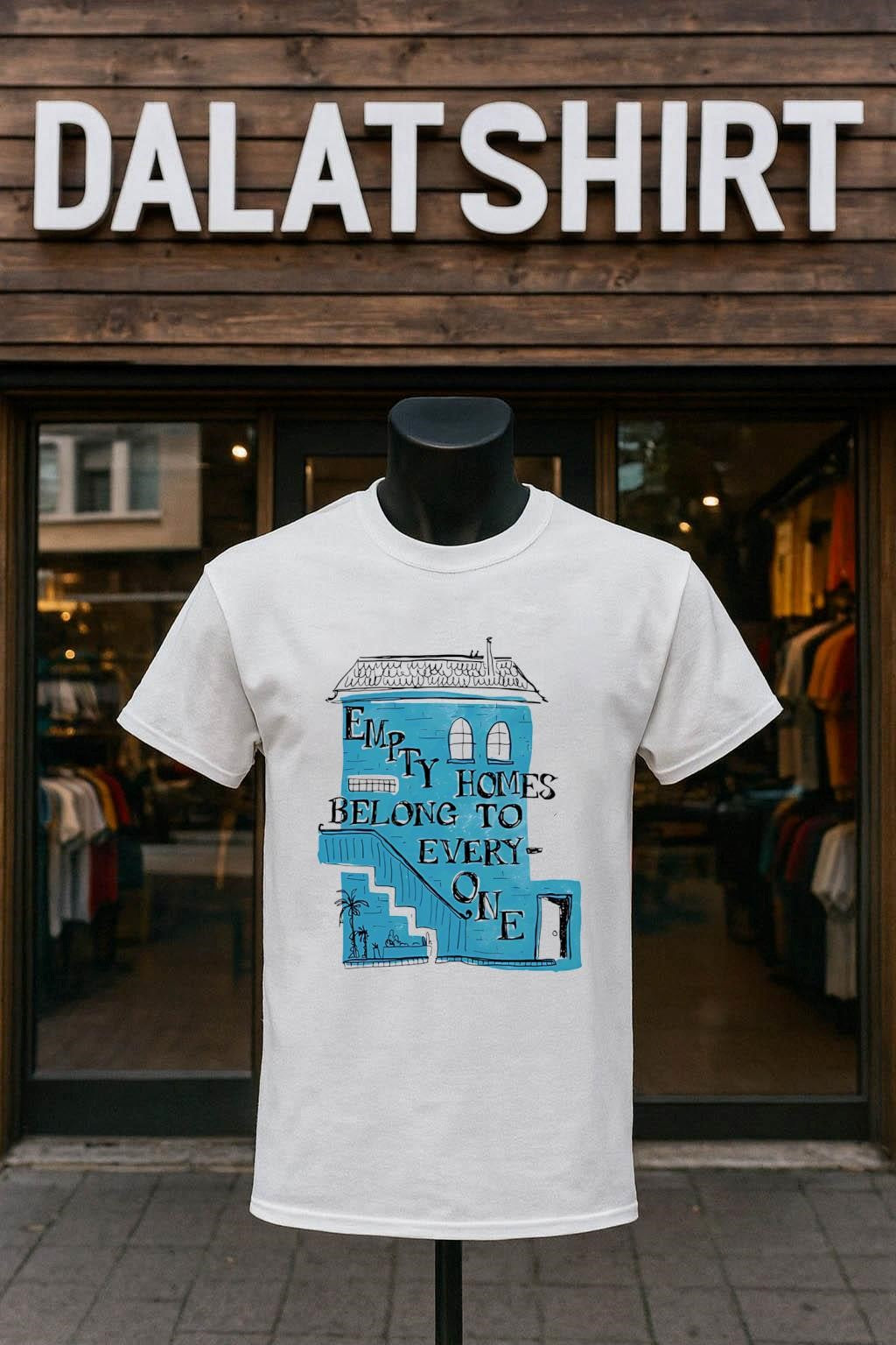 Empty Homes Belong To Everyone Blue House Art shirt