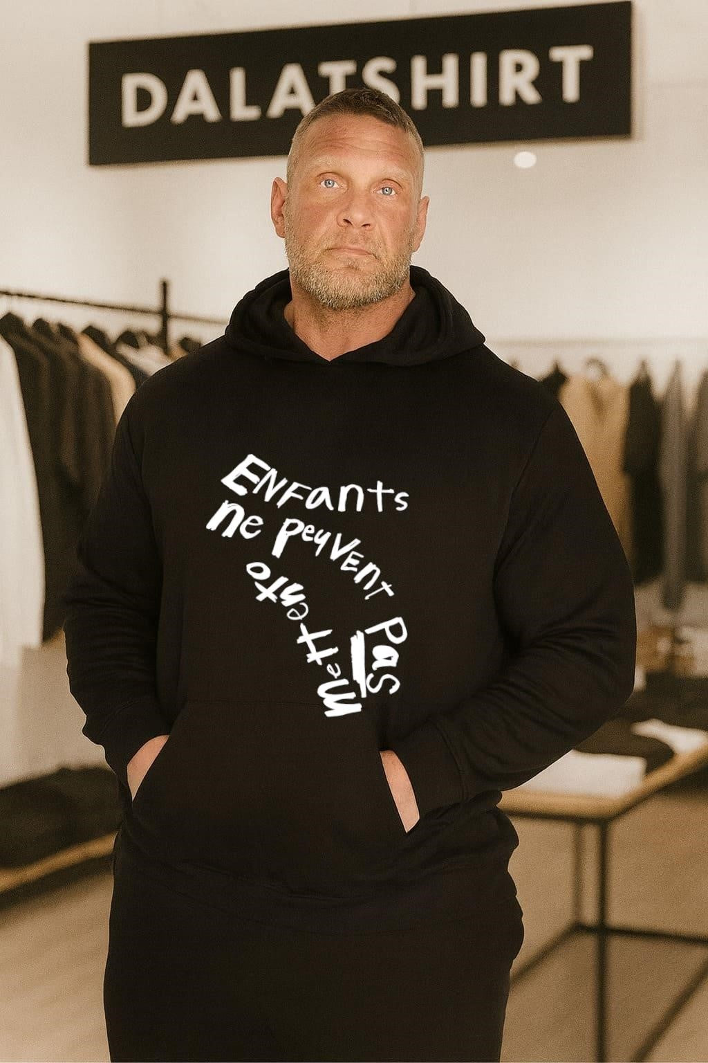 Enfants ne peuvent pas mettre pas French text design shirt