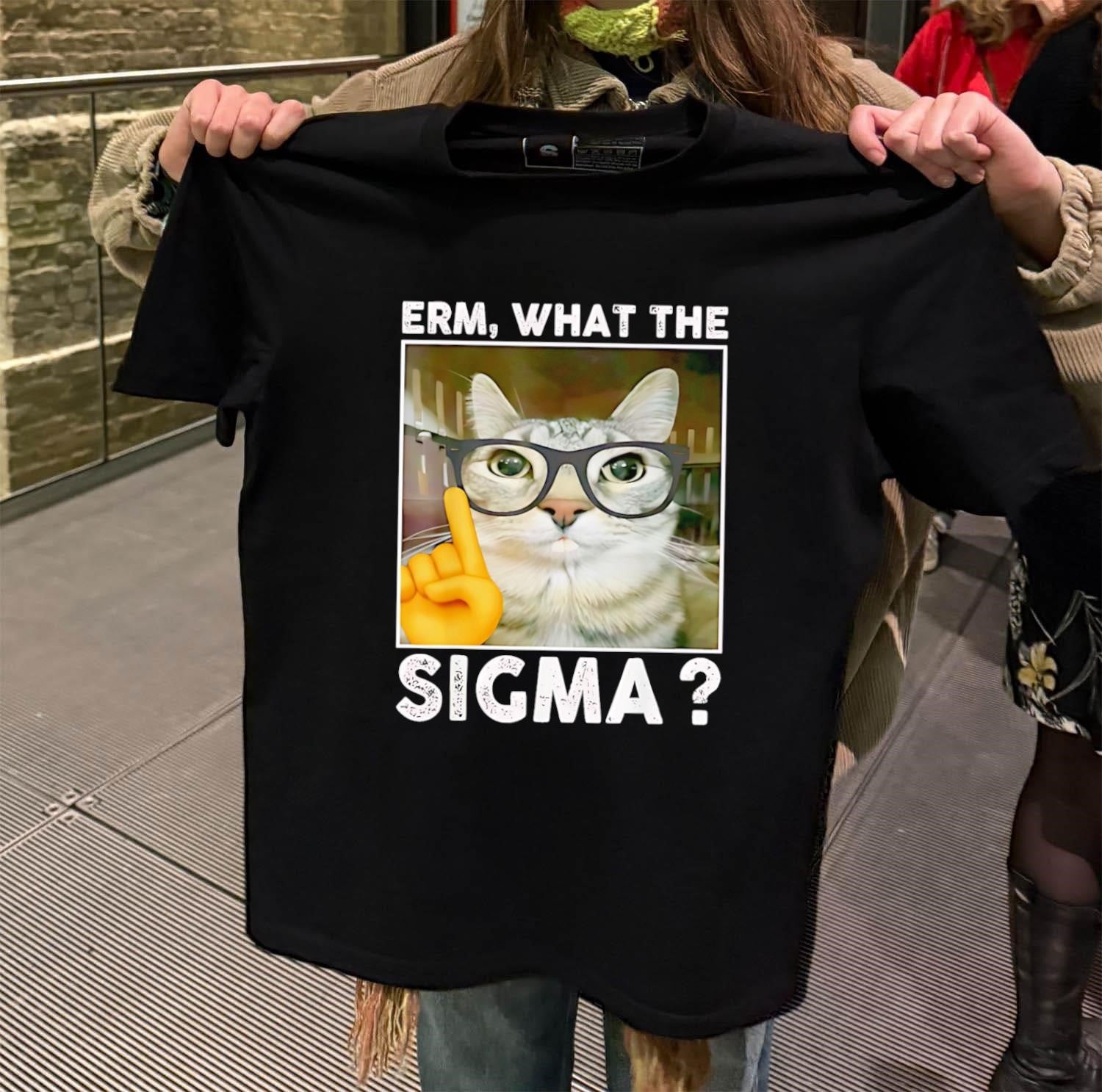 Erm What The Sigma Nerd Cat Glasses Finger Up shirt
