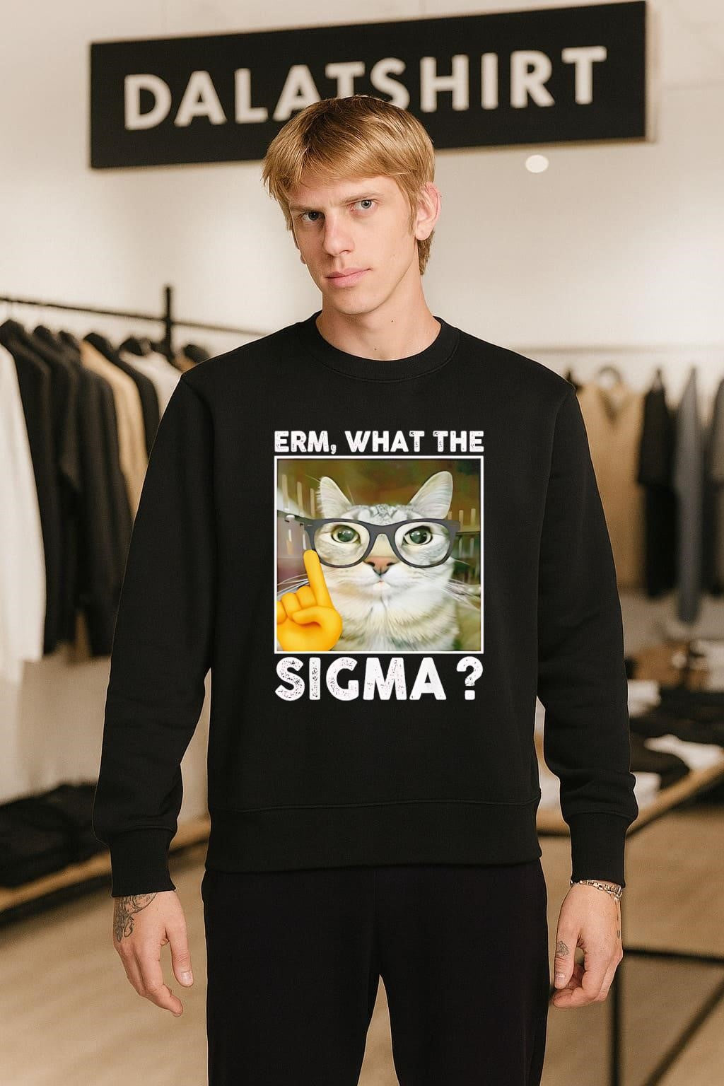Erm What The Sigma Nerd Cat Glasses Finger Up shirt