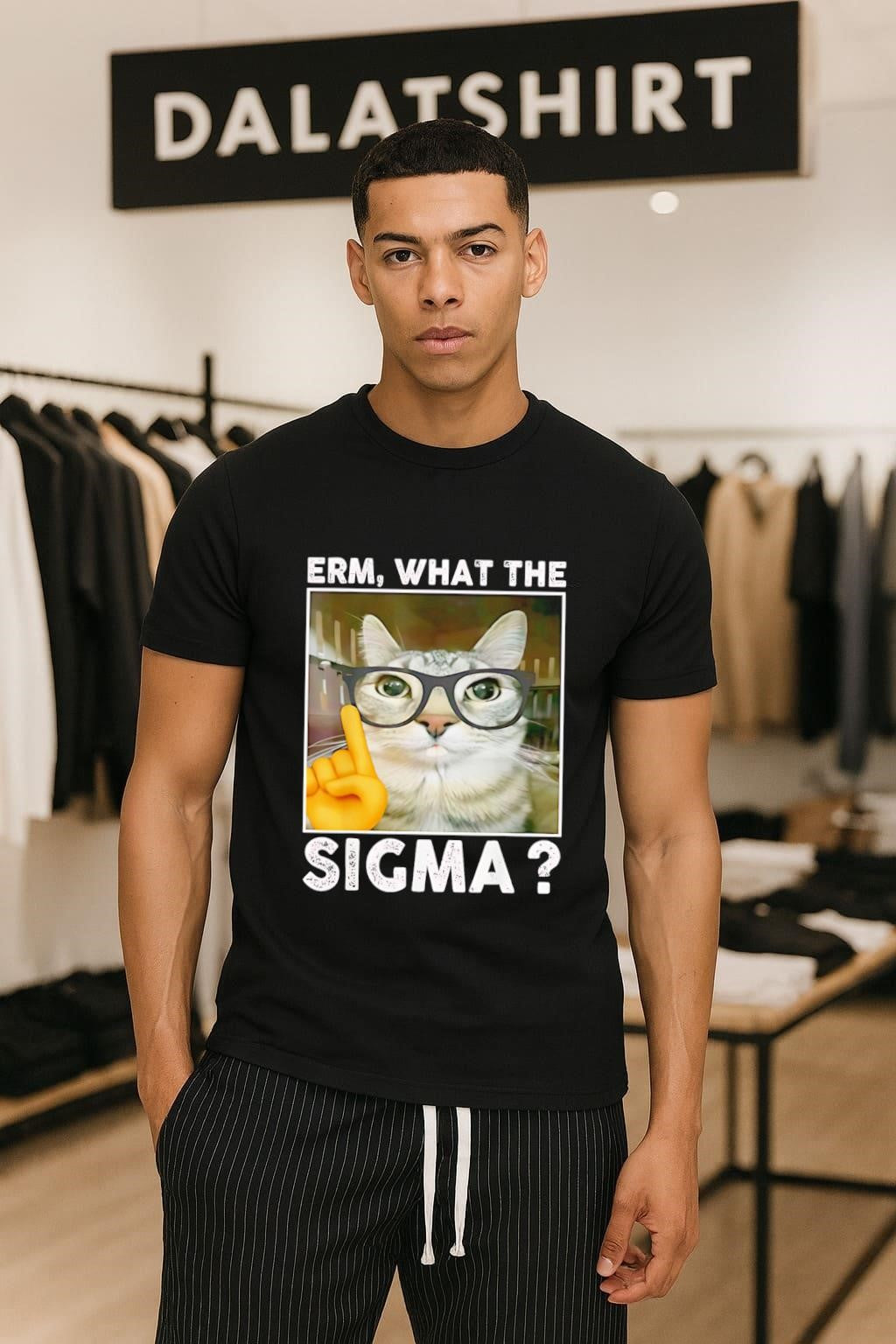 Erm What The Sigma Nerd Cat Glasses Finger Up shirt