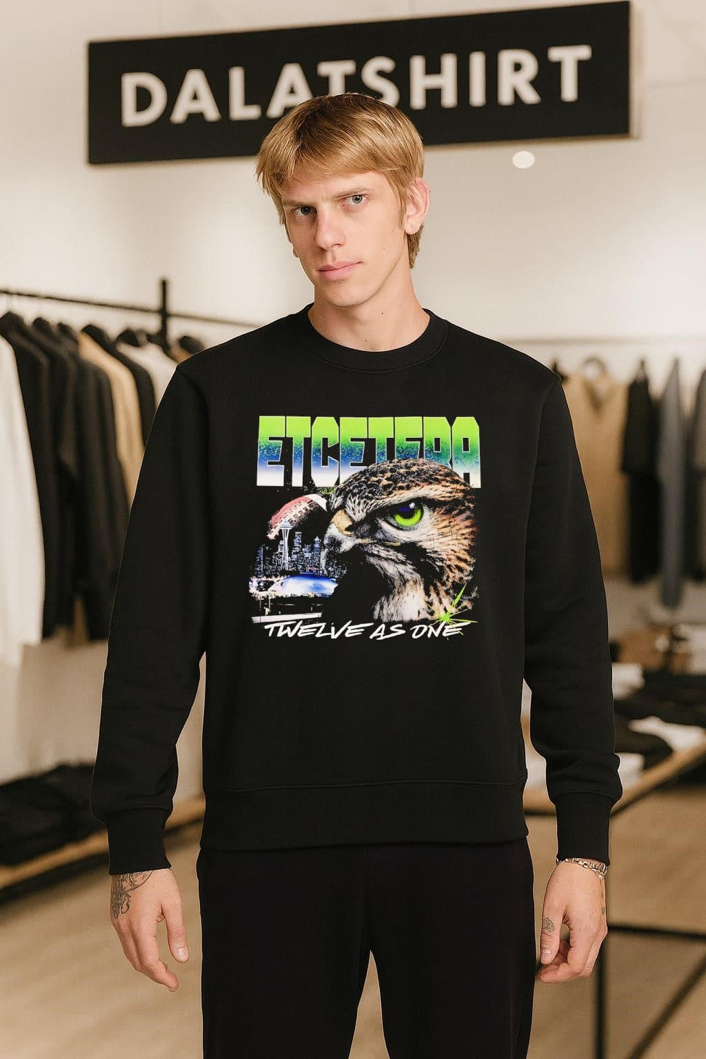 Etcetera Hawk Bird Seattle Skyline Twelve As One Sports shirt