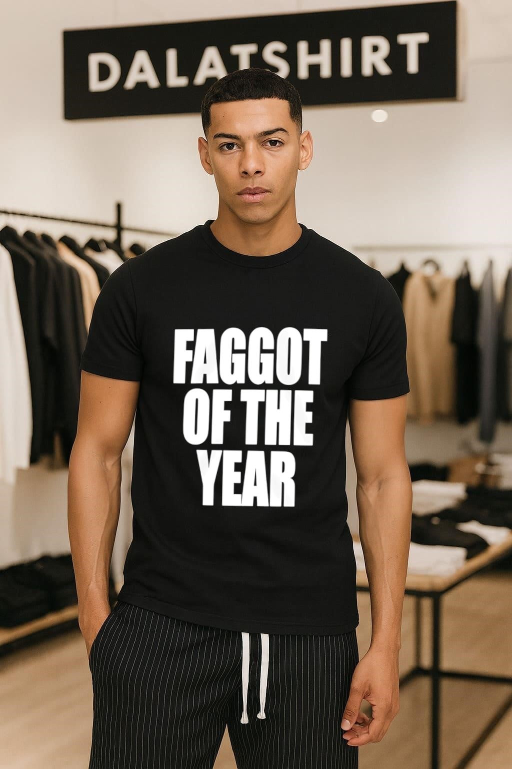 Faggot Of The Year Bold White Typography shirt