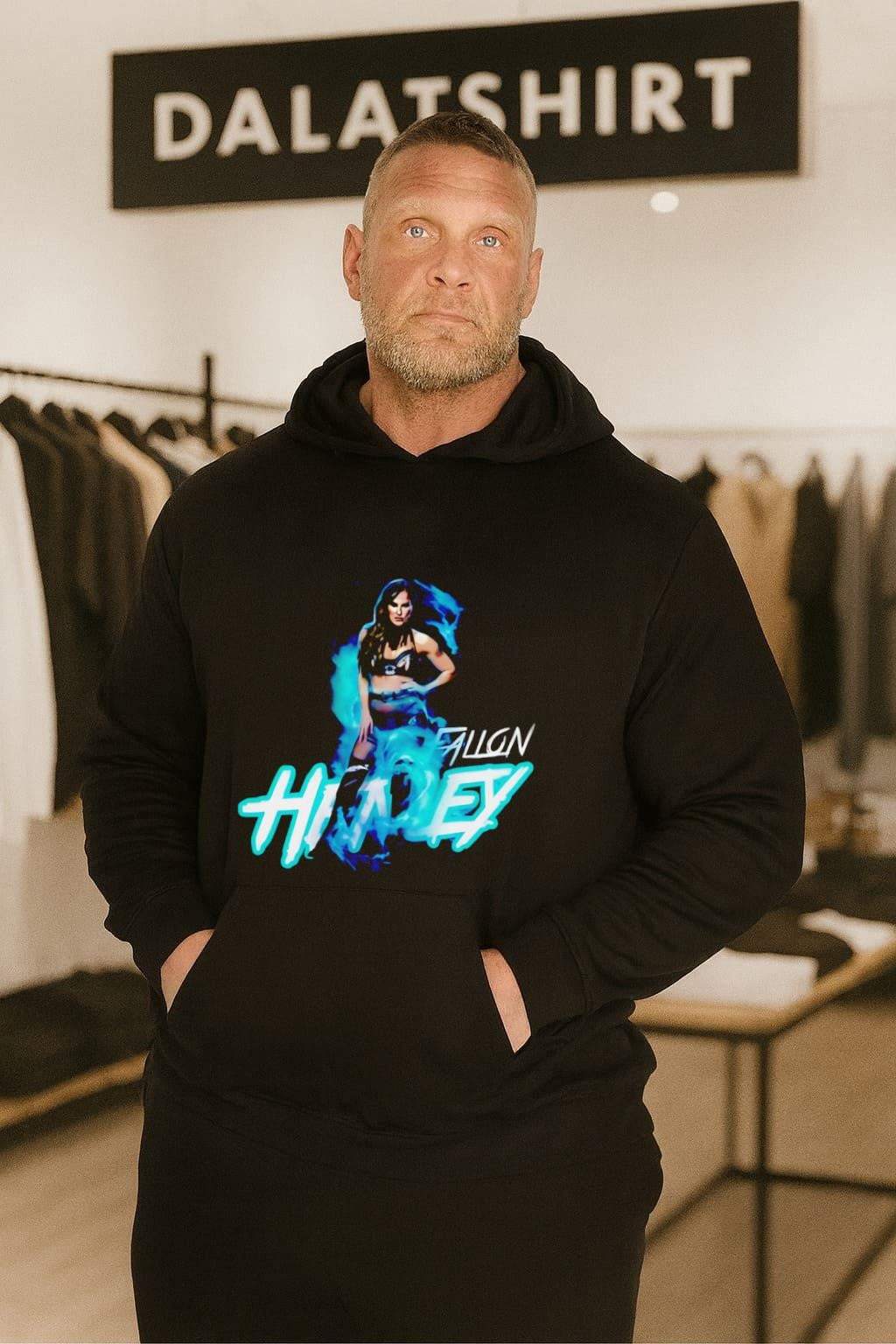 Fallon Henley Teal Smoke and Portrait Wrestling Graphic shirt
