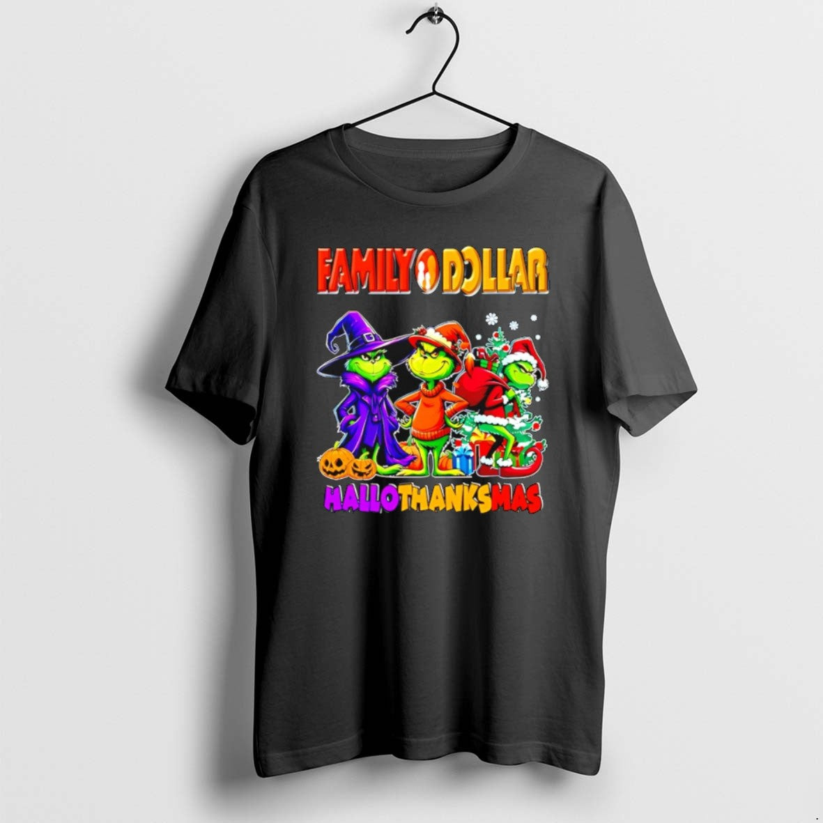 Family Dollar X Grinch 2025 Halloween Thanksgiving Christmas T Shirts