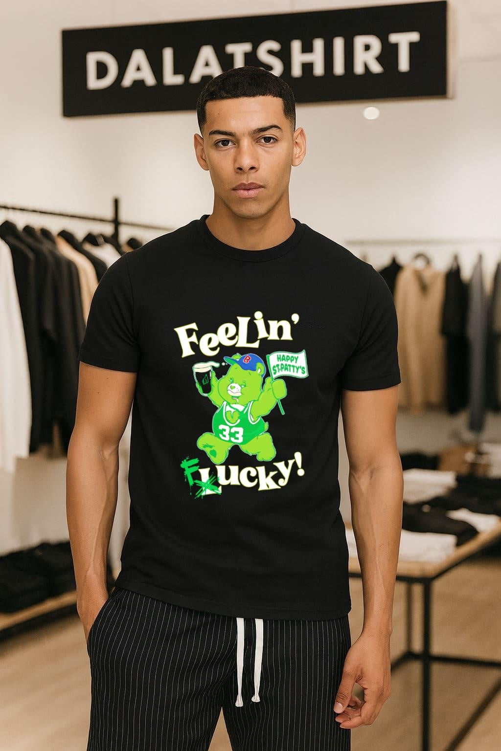 Feelin’ Happy St. Patty’s Lucky Care Bear Clover shirt