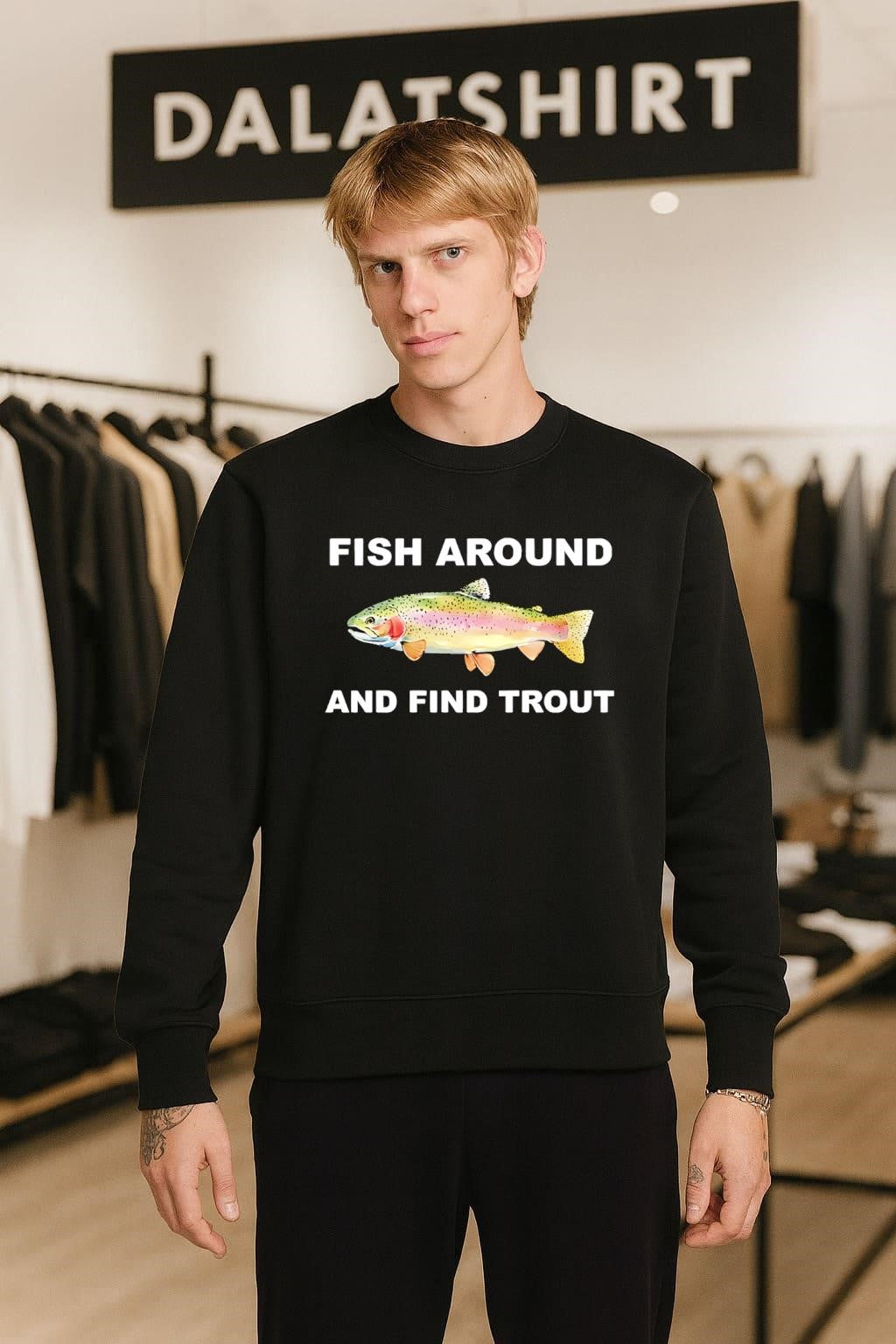 Fish Around And Find Trout Rainbow Trout Fishing Humor shirt