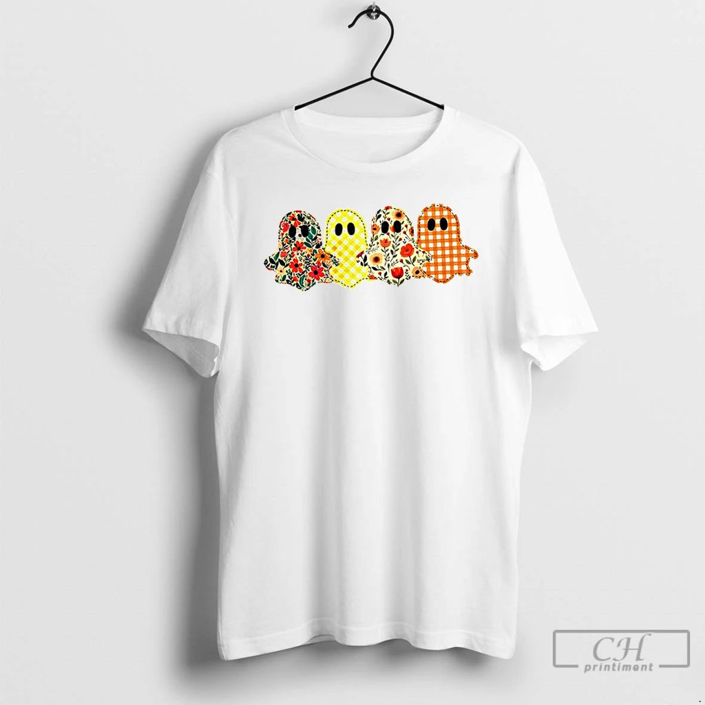 Floral Ghost Preppy Spooky Season Halloween T Shirts