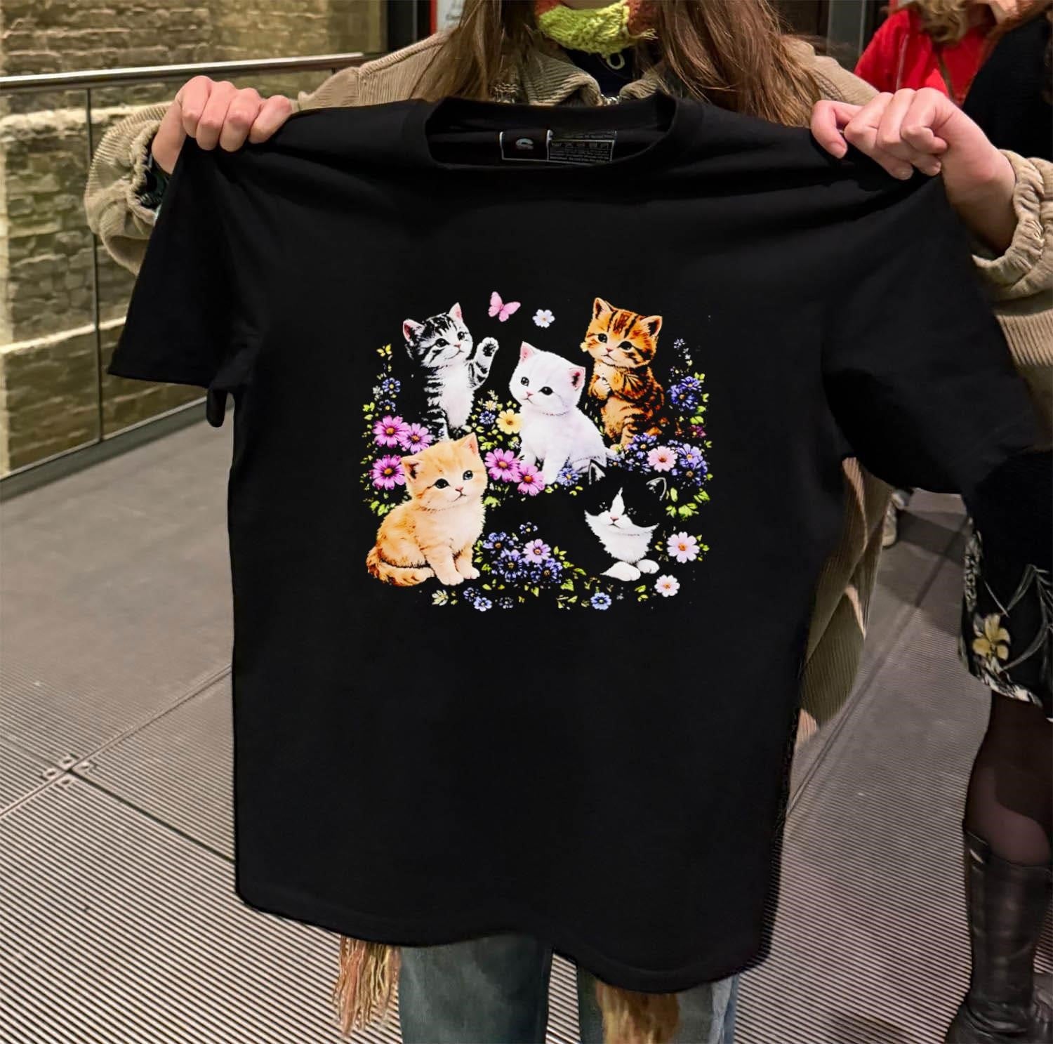 Floral Kittens Cottagecore cute cats shirt