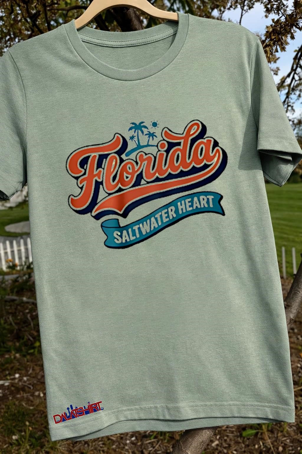 Florida Saltwater Heart Palm Trees Beach Graphics shirt