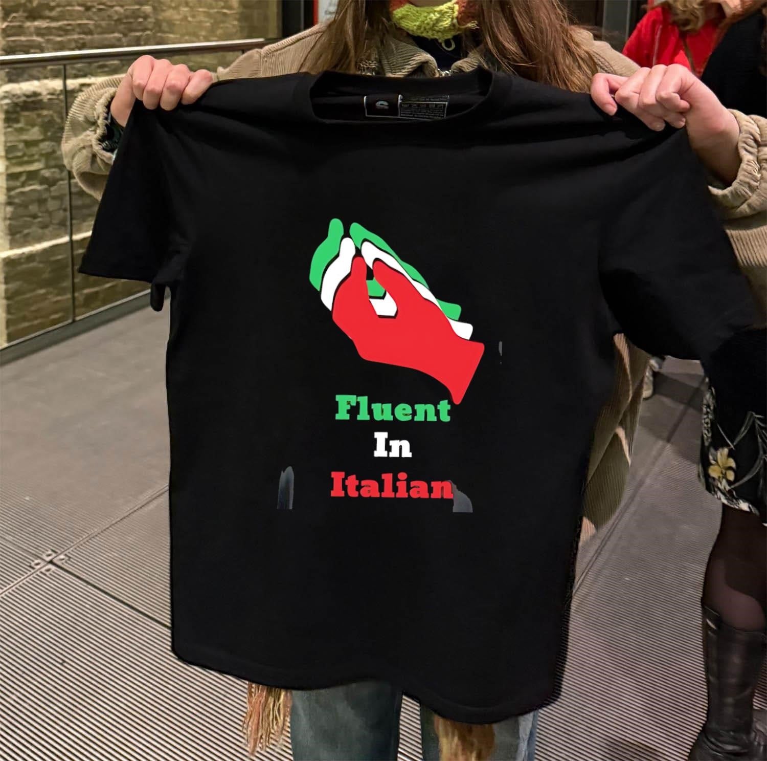 Fluent In Italian Hand Gesture Flag Colors shirt