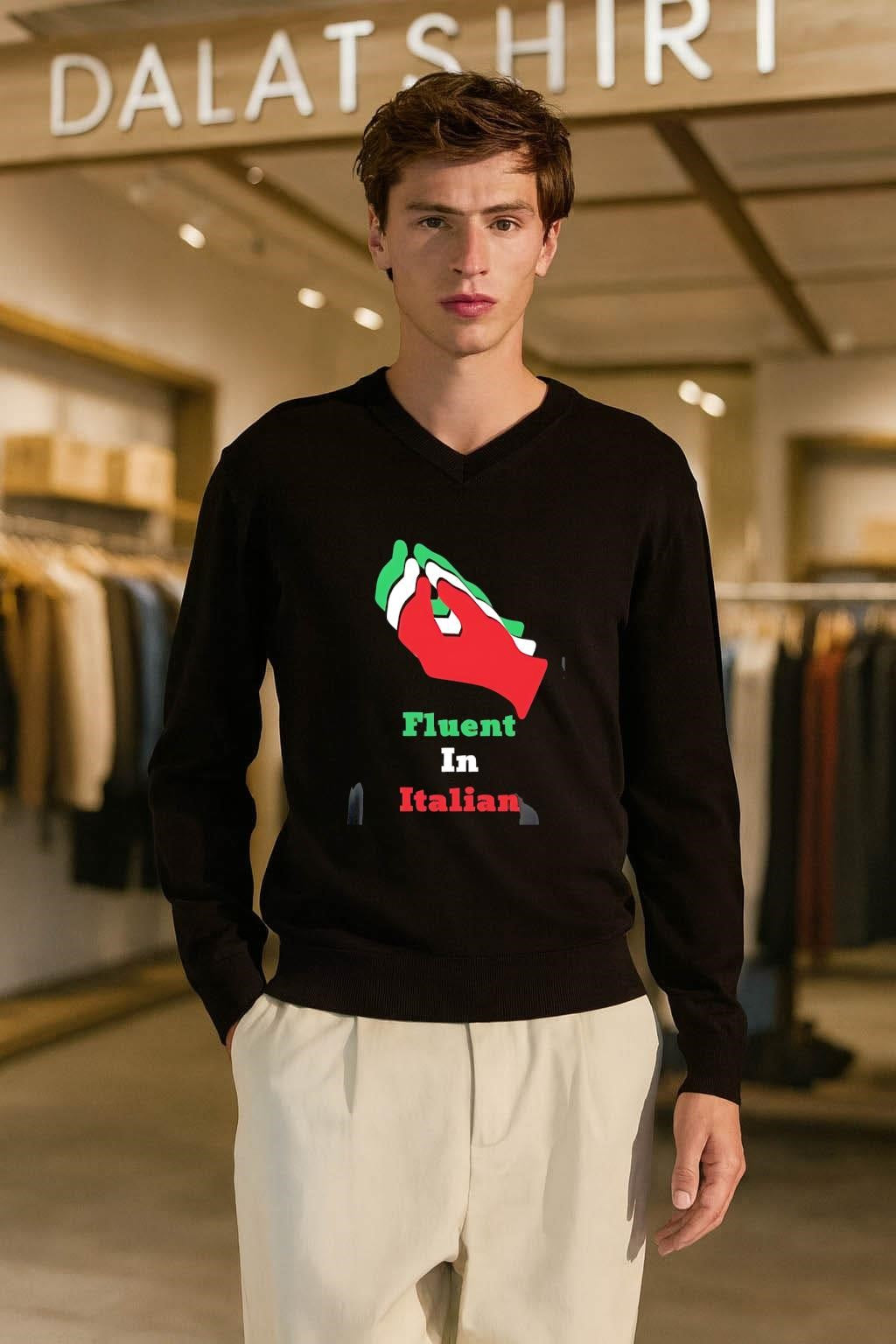 Fluent In Italian Hand Gesture Flag Colors shirt
