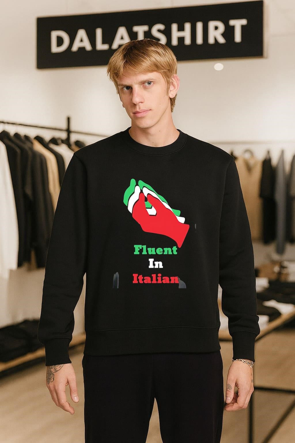 Fluent In Italian Hand Gesture Flag Colors shirt