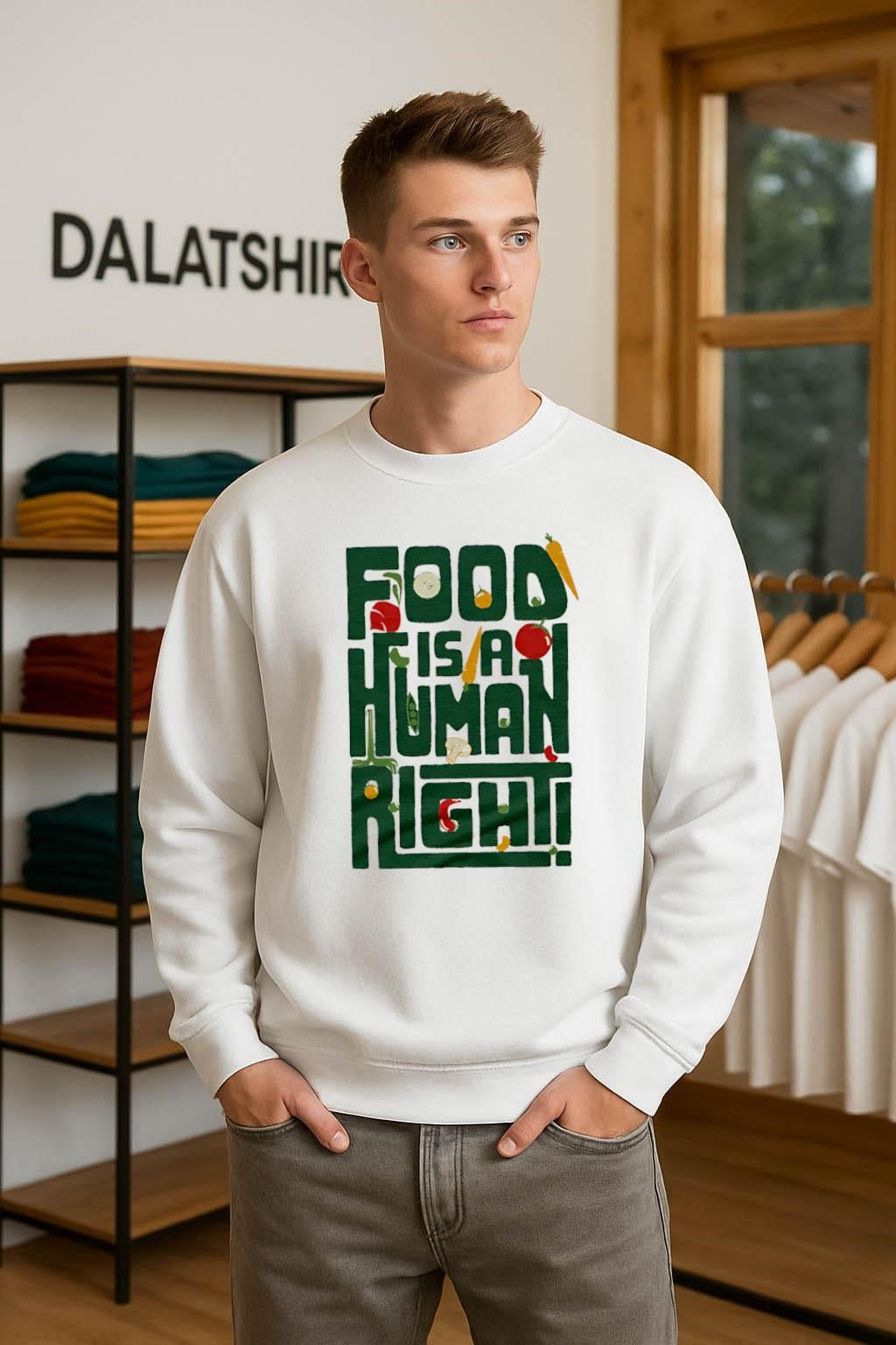 Food Is A Human Right Vegetable Typography Healthy Eating shirt