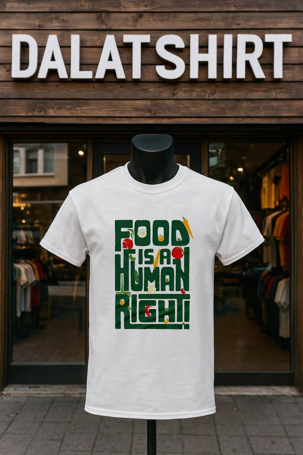 Food Is A Human Right Vegetable Typography Healthy Eating shirt