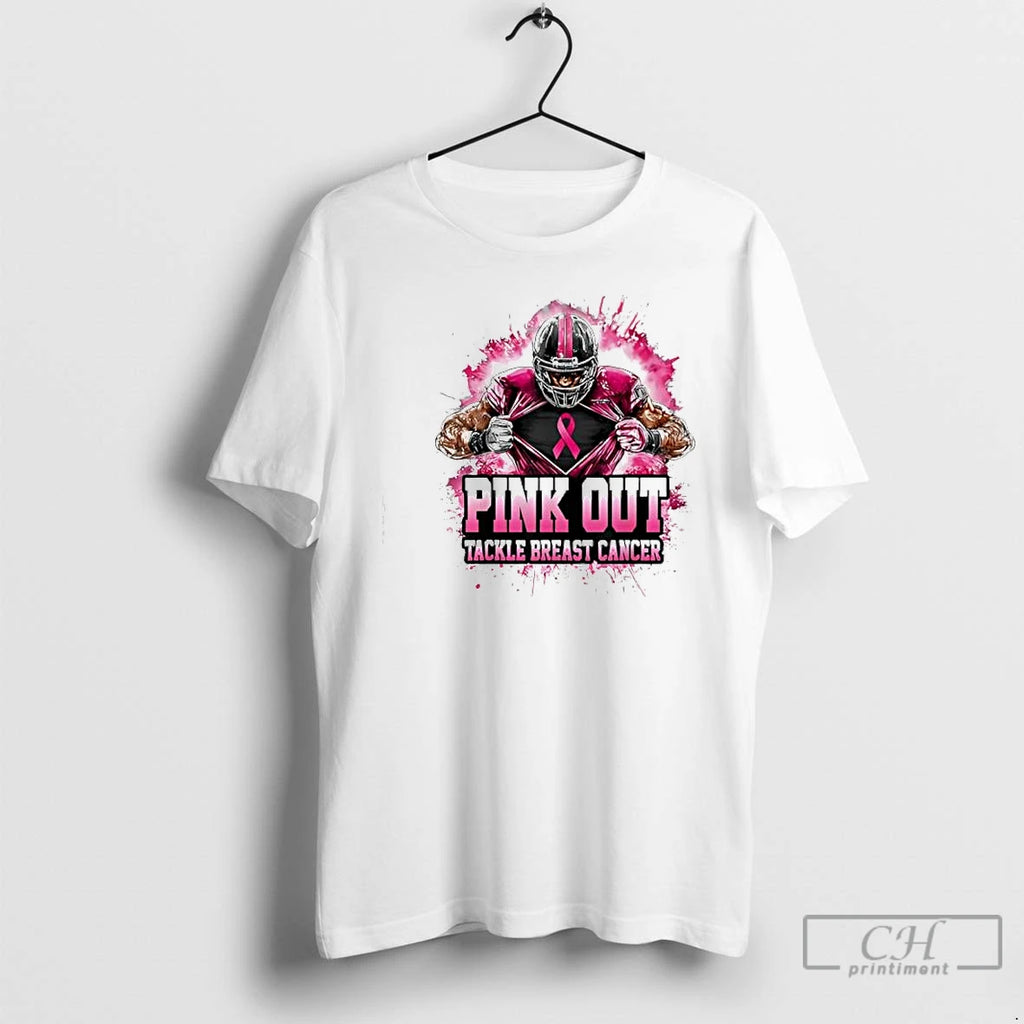 Football Pink Out Tackle Breast Cancer Awareness T Shirts