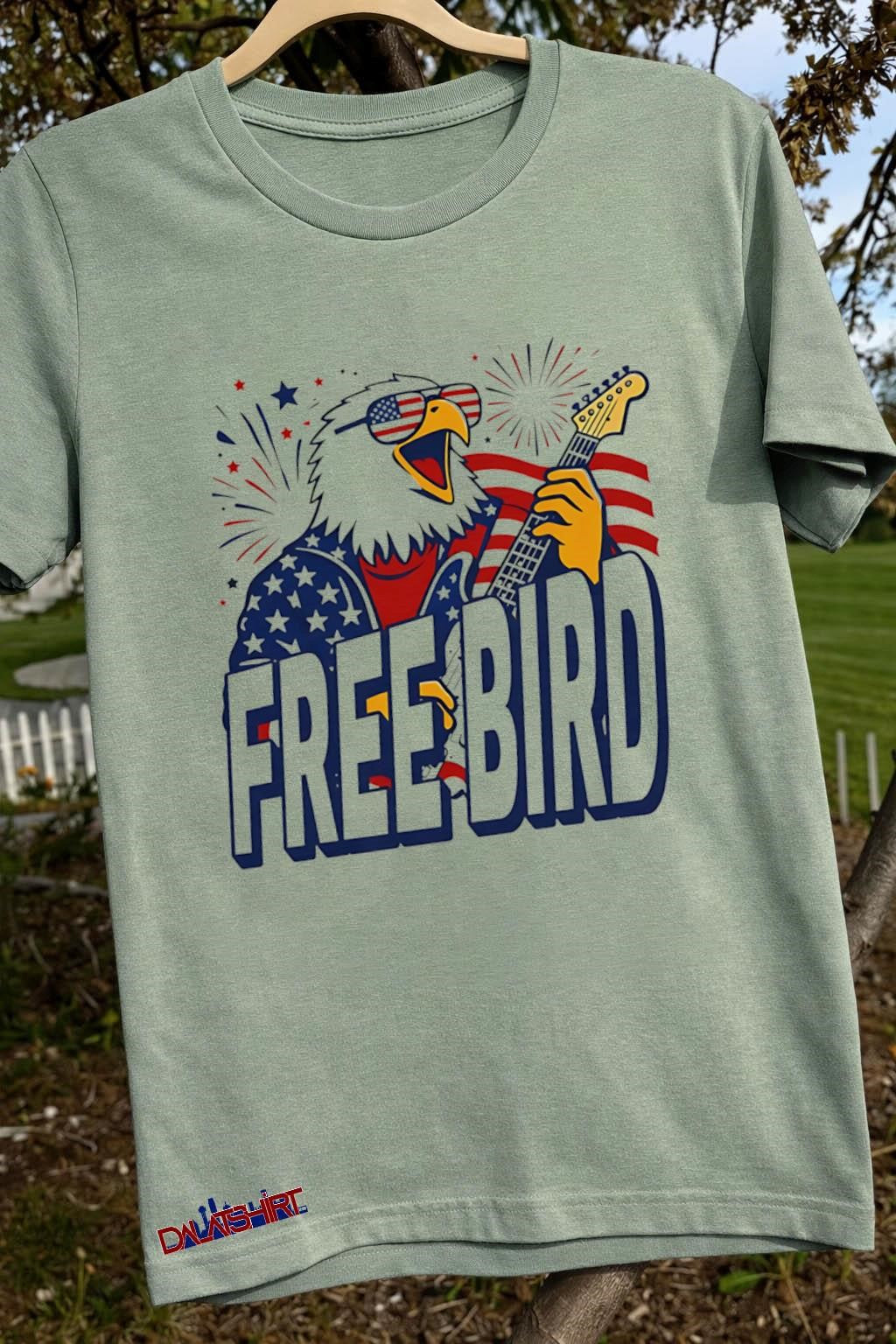 Free Bird Eagle Patriot American Flag Electric Guitar shirt