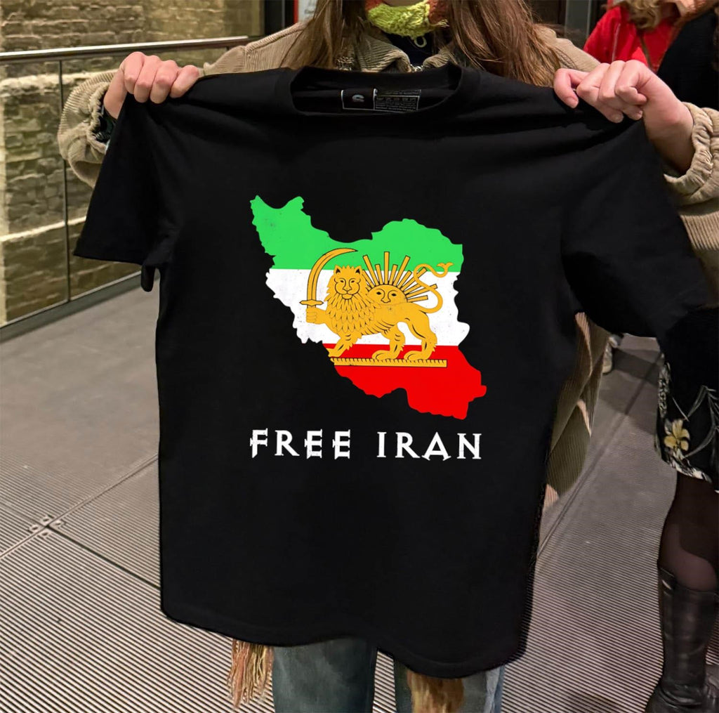 Free Iran Map Lion and Sun Persian Flag shirt