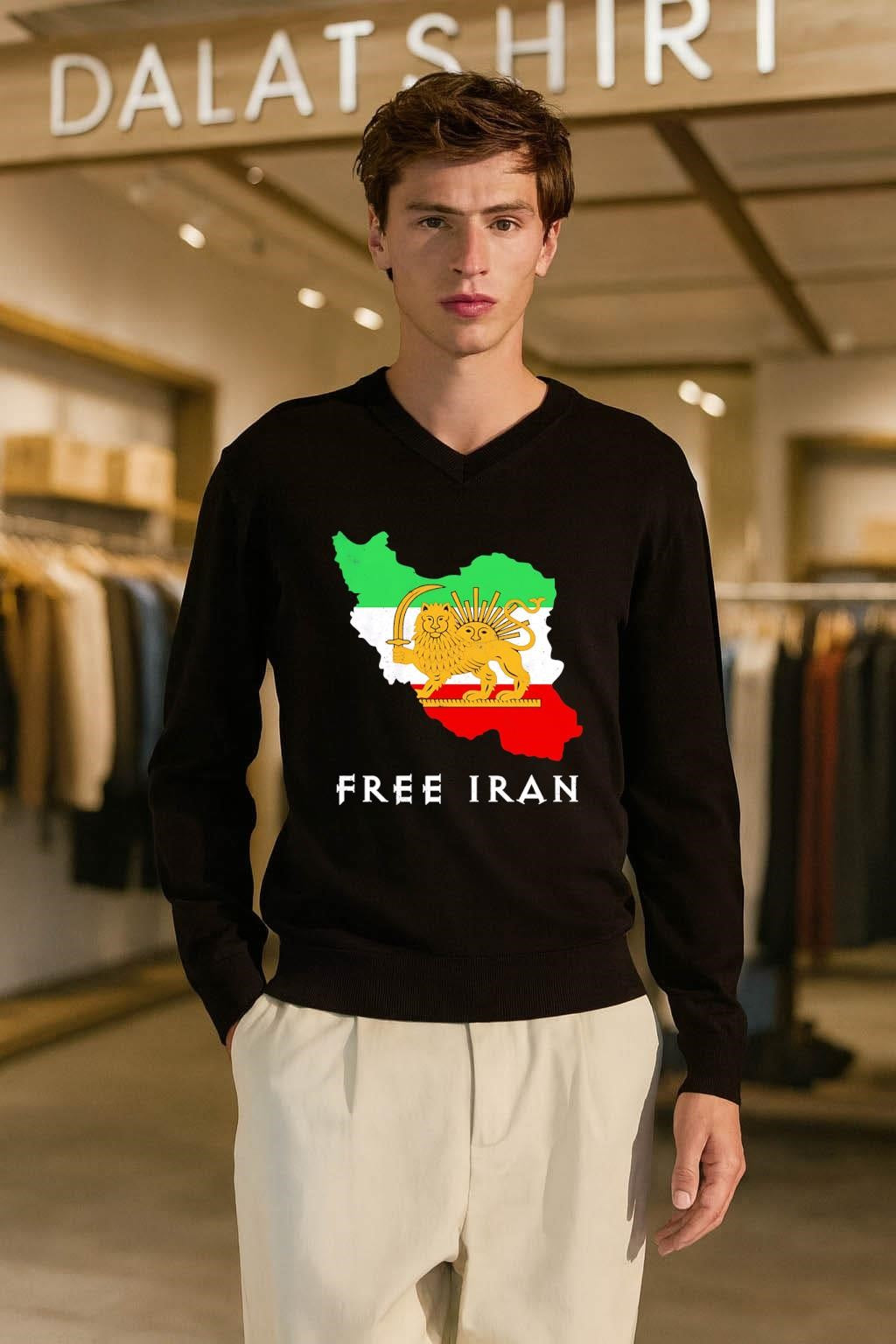 Free Iran Map Lion and Sun Persian Flag shirt