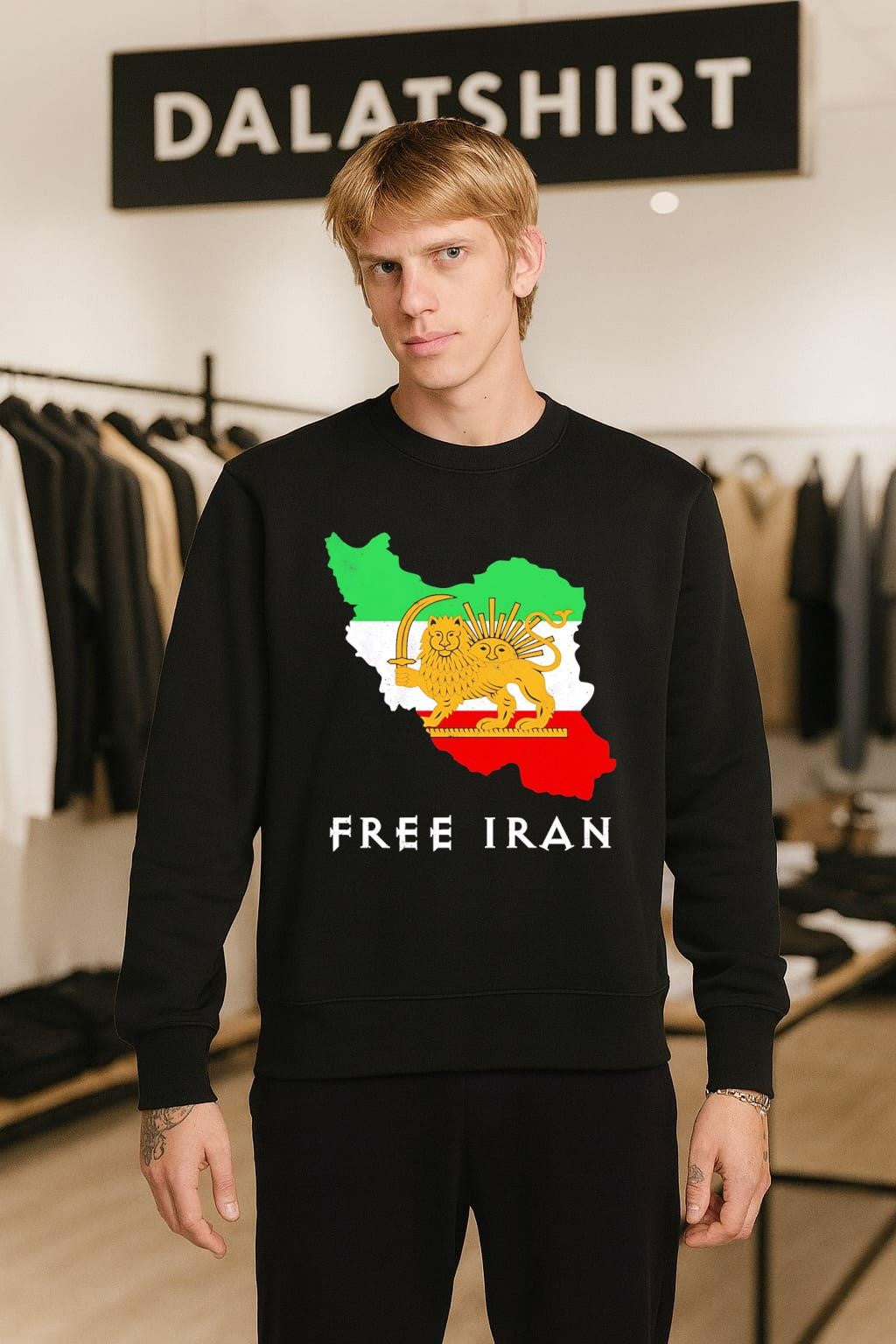 Free Iran Map Lion and Sun Persian Flag shirt