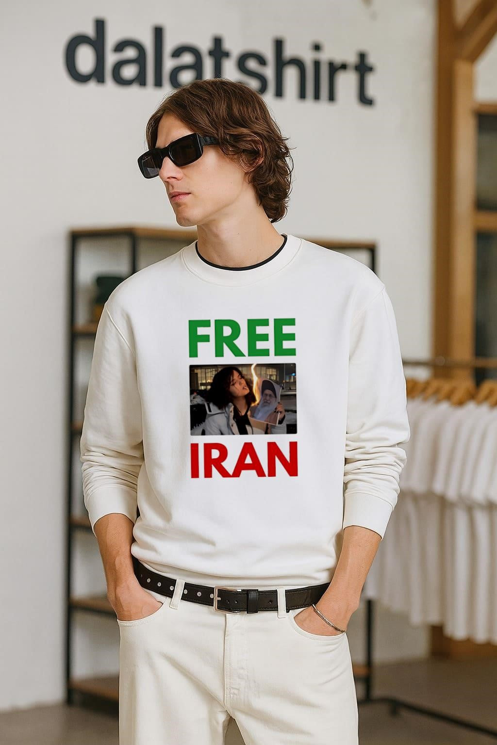 Free Iran Woman Burning Portrait Photo Graphic shirt