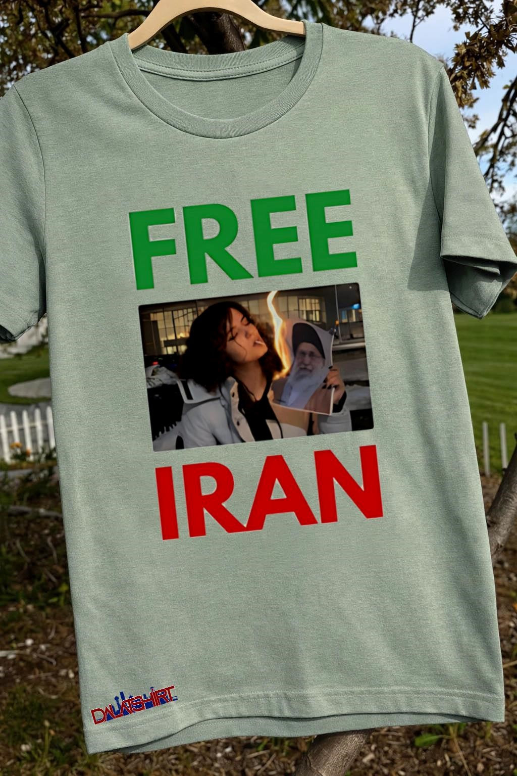 Free Iran Woman Burning Portrait Photo Graphic shirt