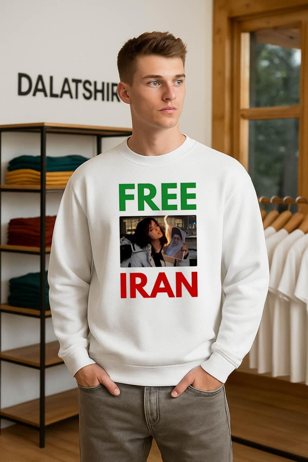 Free Iran Woman Burning Portrait Photo Graphic shirt