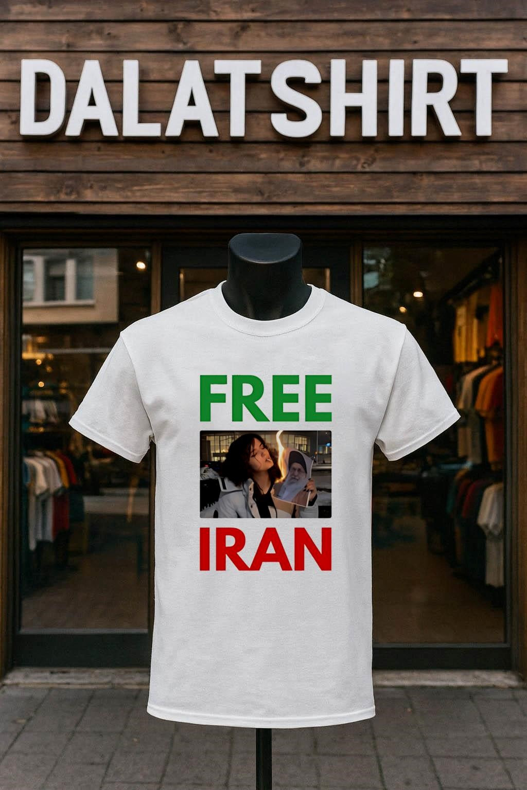 Free Iran Woman Burning Portrait Photo Graphic shirt