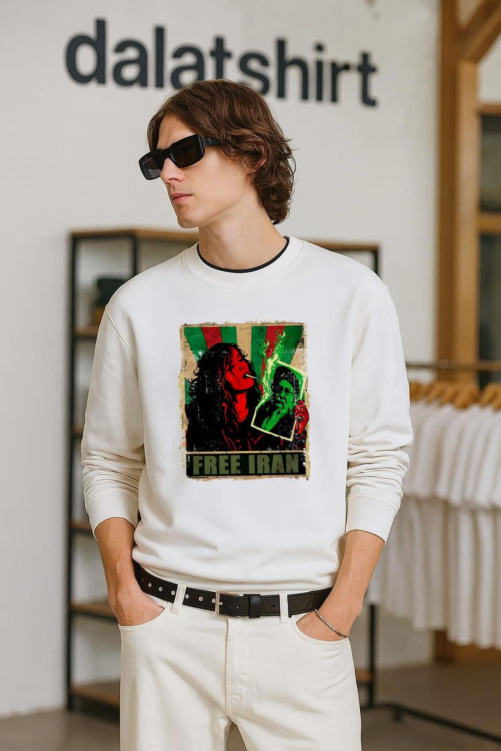 Free Iran Woman Burning Portrait Protest Poster shirt
