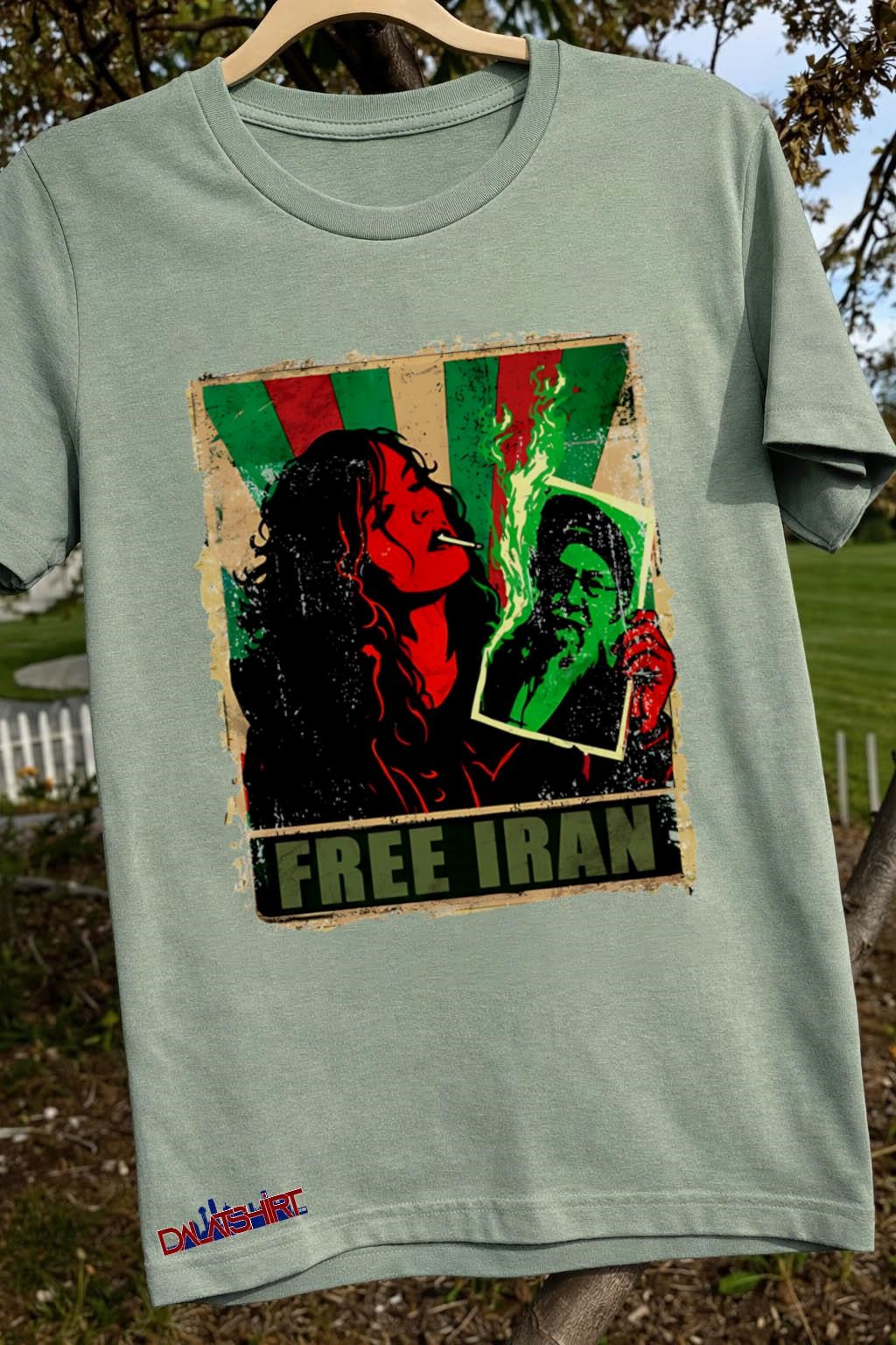 Free Iran Woman Burning Portrait Protest Poster shirt