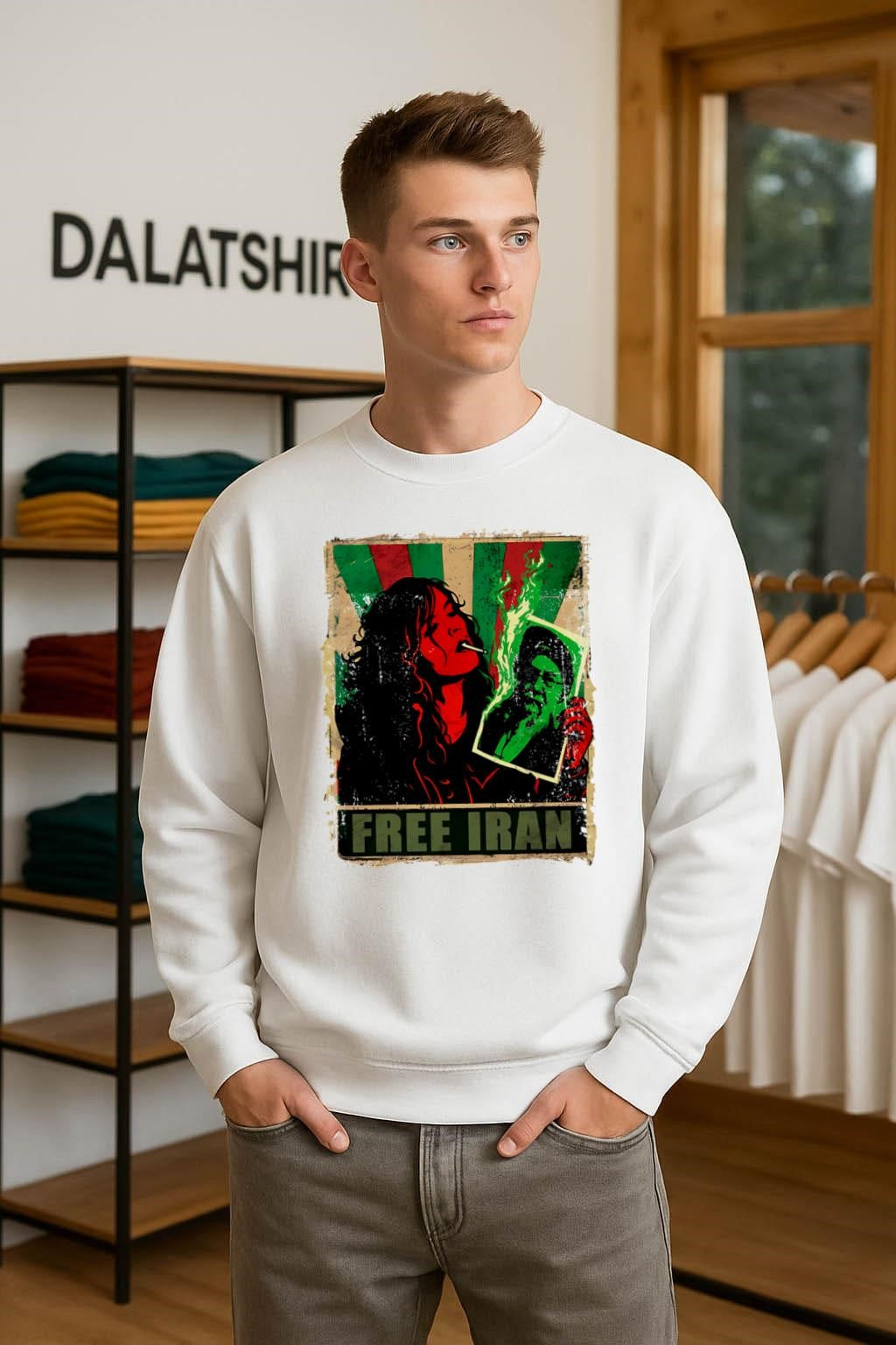 Free Iran Woman Burning Portrait Protest Poster shirt