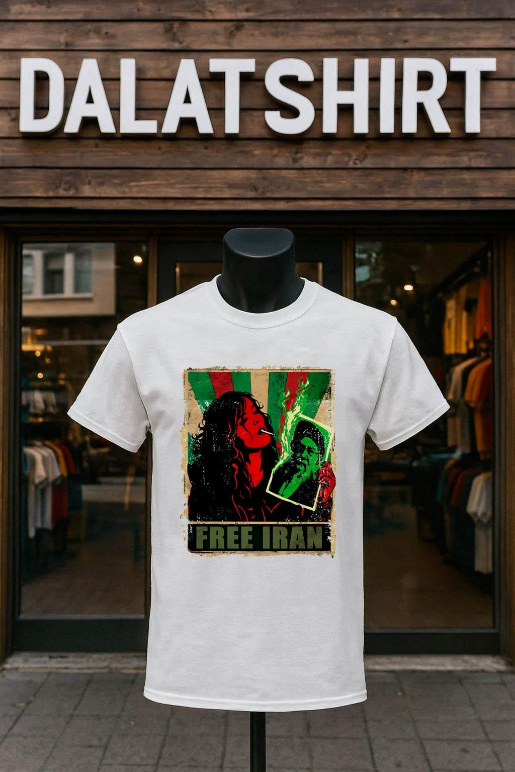 Free Iran Woman Burning Portrait Protest Poster shirt