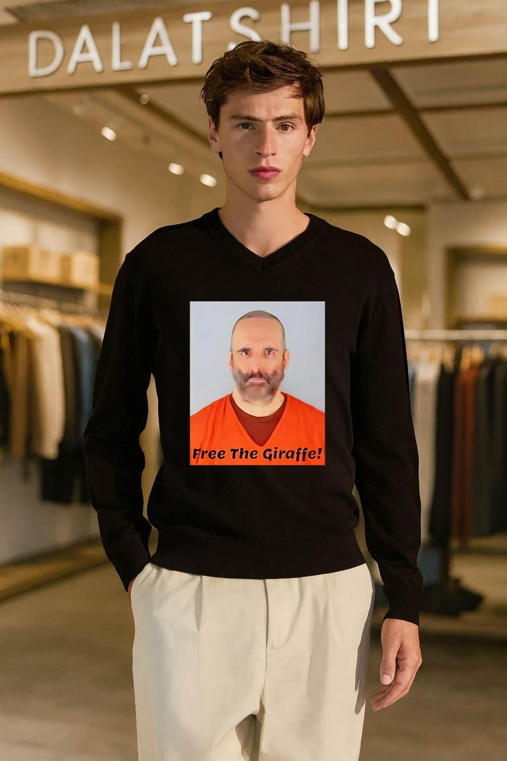 Free The Giraffe Bearded Man Mugshot shirt