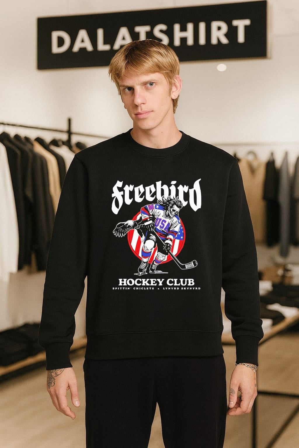 Freebird Hockey Club Spittin’ Chiclets Lynyrd Skynyrd Skeleton shirt
