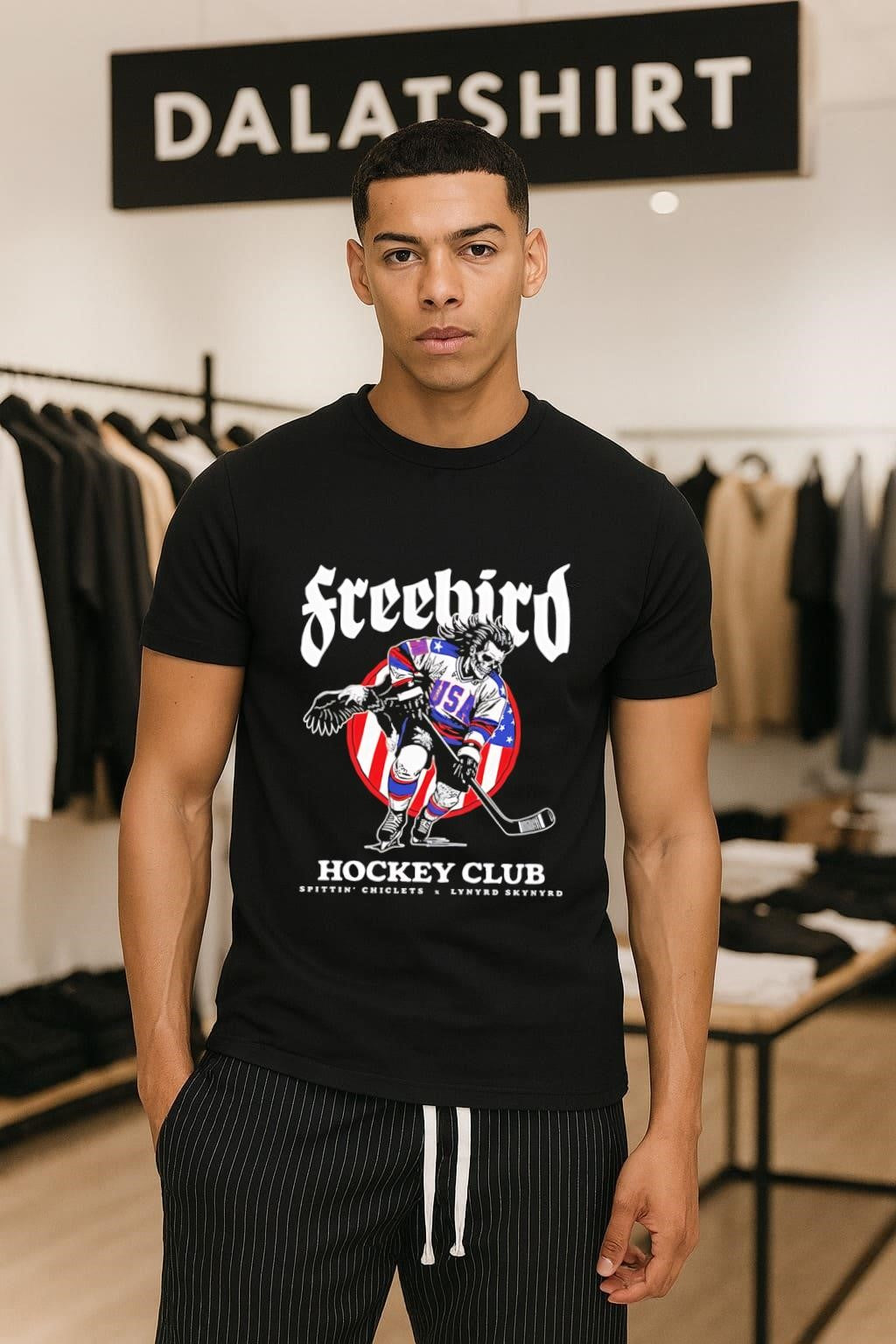 Freebird Hockey Club Spittin’ Chiclets Lynyrd Skynyrd Skeleton shirt