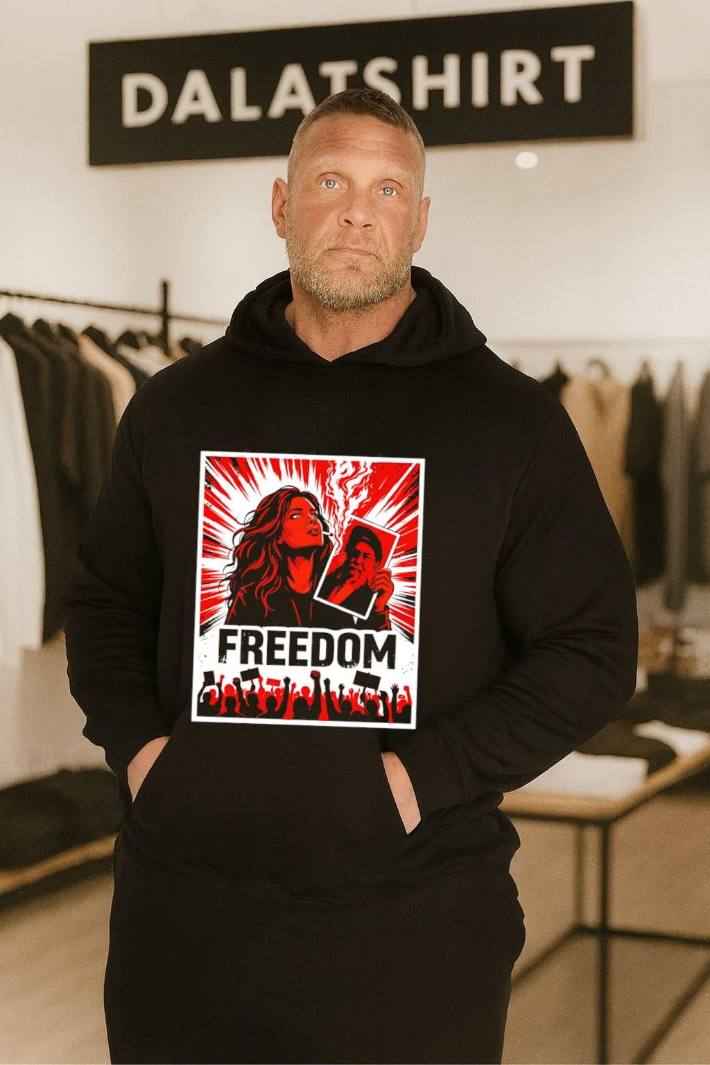 Freedom Woman Burning Portrait and Protest Crowd shirt