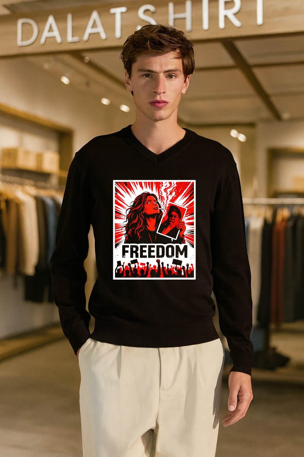 Freedom Woman Burning Portrait and Protest Crowd shirt