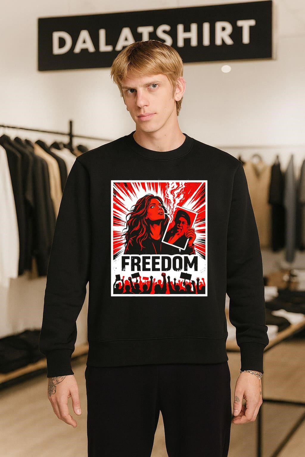 Freedom Woman Burning Portrait and Protest Crowd shirt