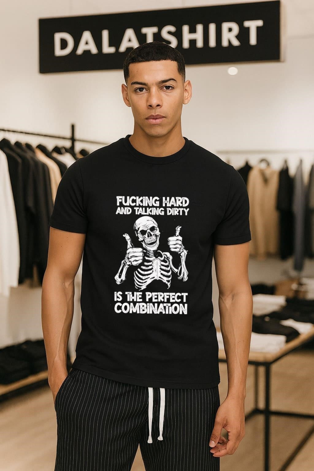 Fucking Hard And Talking Dirty Is The Perfect Combination Smiling Skeleton Thumbs Up shirt