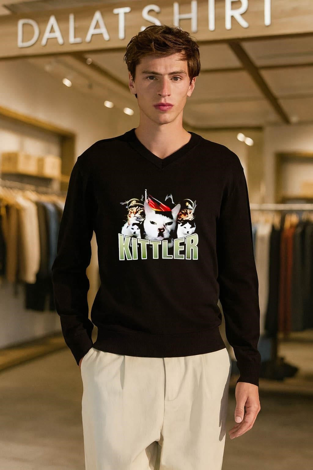 Funny Cat Meme German Military Uniform Parody Graphic shirt