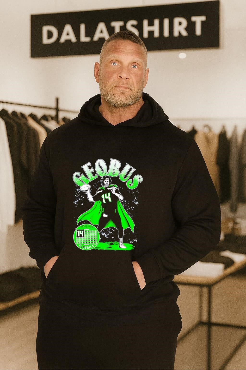 GEQBUS Sam Darnold Protector Of America Number 14 Superhero shirt