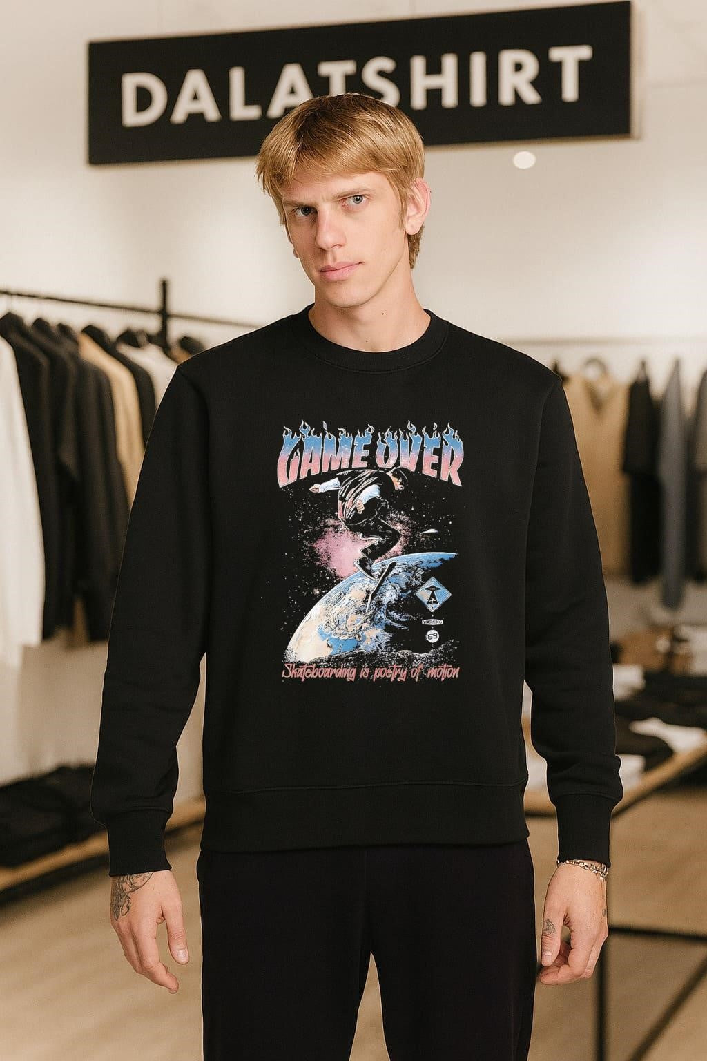 Game Over Skateboarding Is Poetry Of Motion Space Astronaut shirt