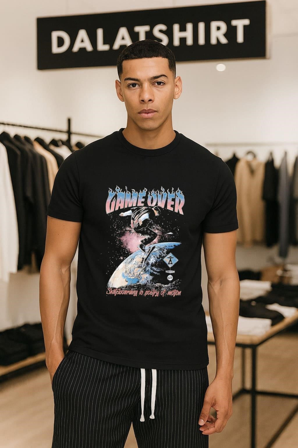 Game Over Skateboarding Is Poetry Of Motion Space Astronaut shirt