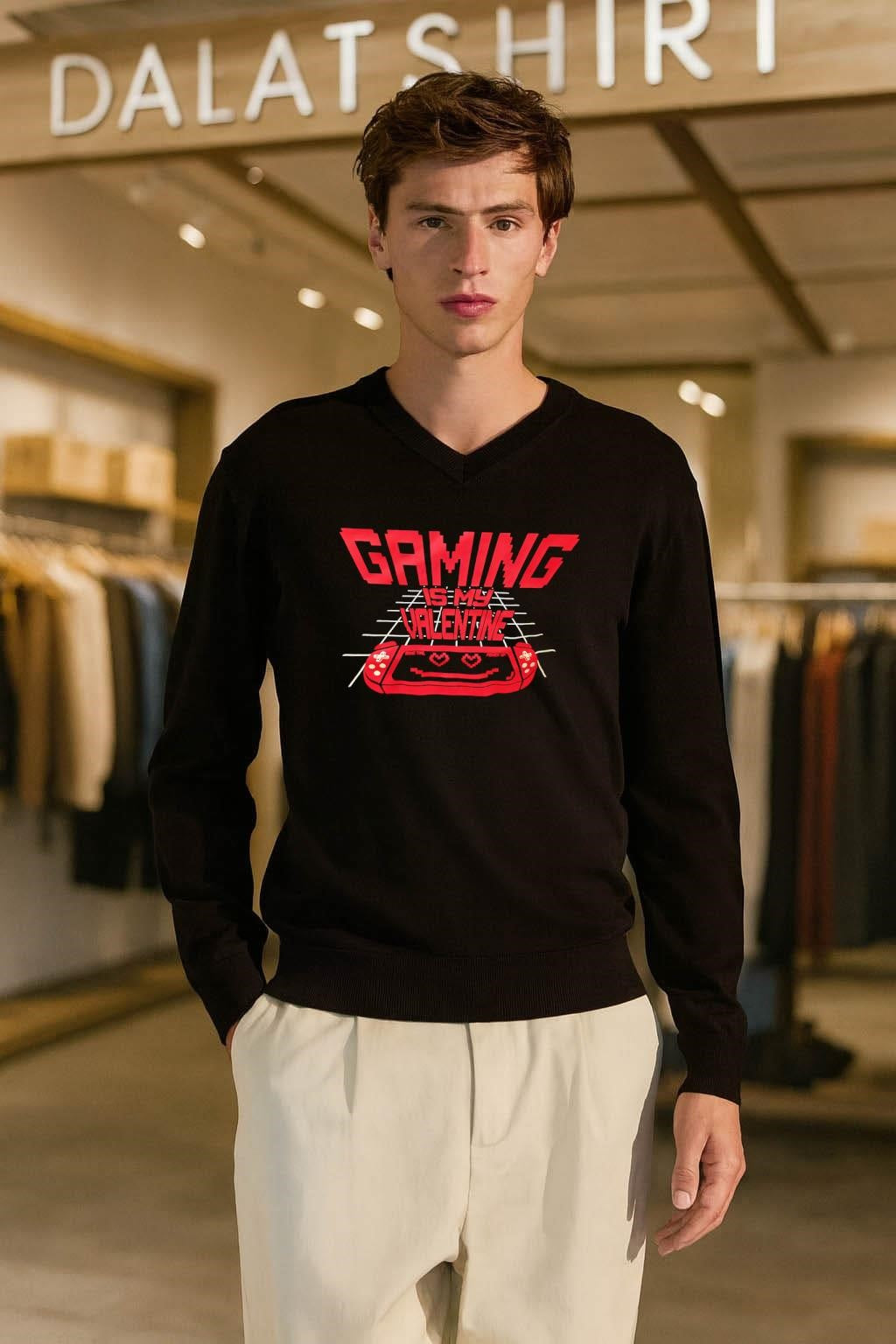Gaming Is My Valentine Retro Handheld Console Pixel Hearts Grid Background shirt