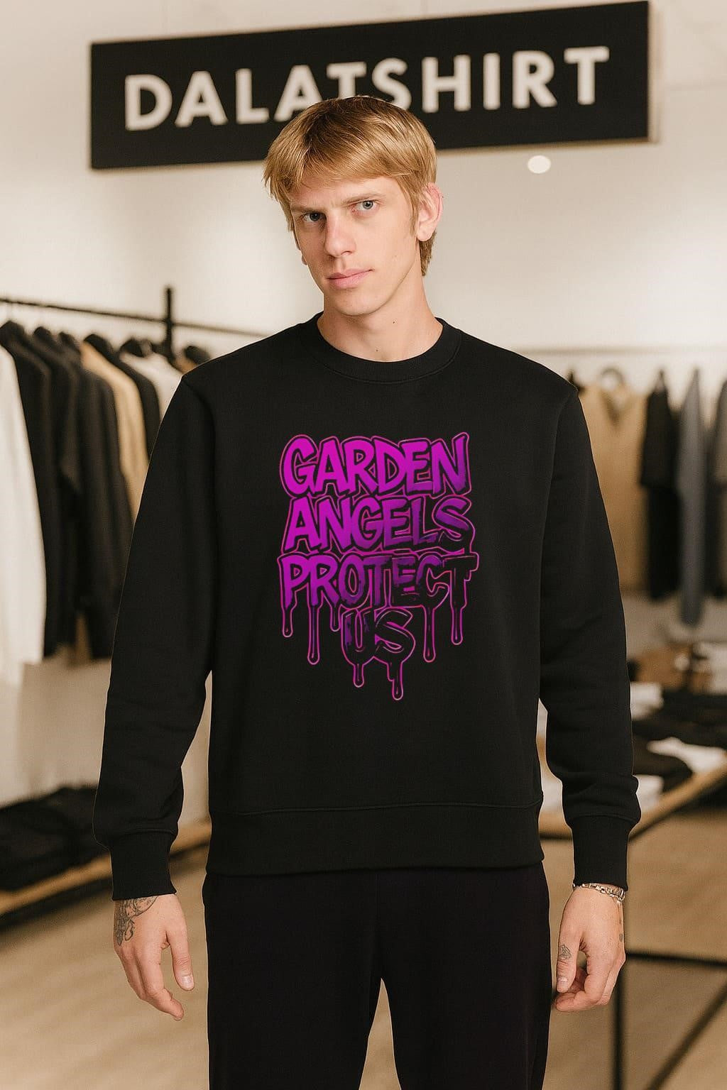 Garden Angels Protect Us Purple Graffiti Style Drip shirt