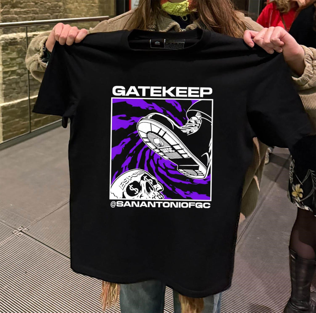 Gatekeep San Antonio FGC boot crushing skull shirt