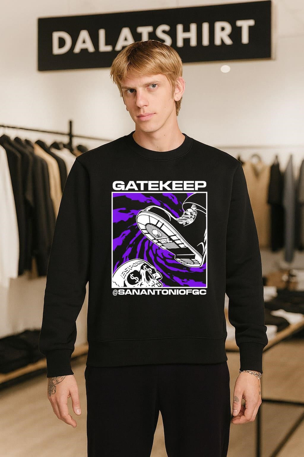 Gatekeep San Antonio FGC boot crushing skull shirt