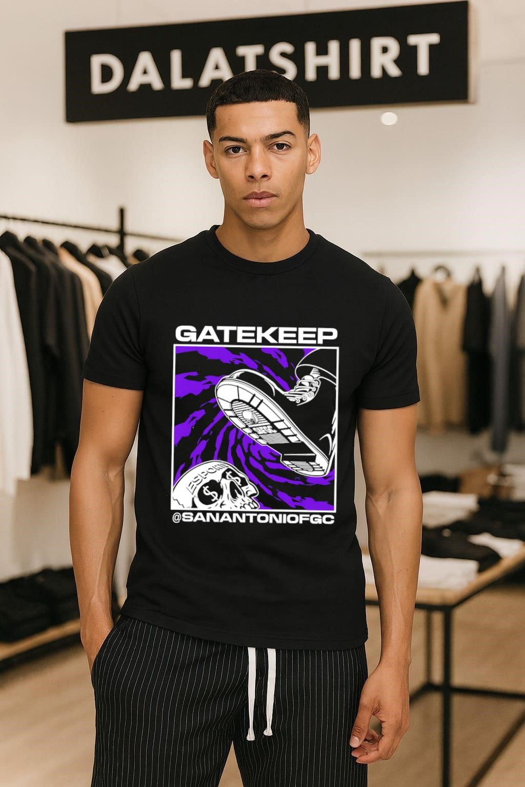 Gatekeep San Antonio FGC boot crushing skull shirt